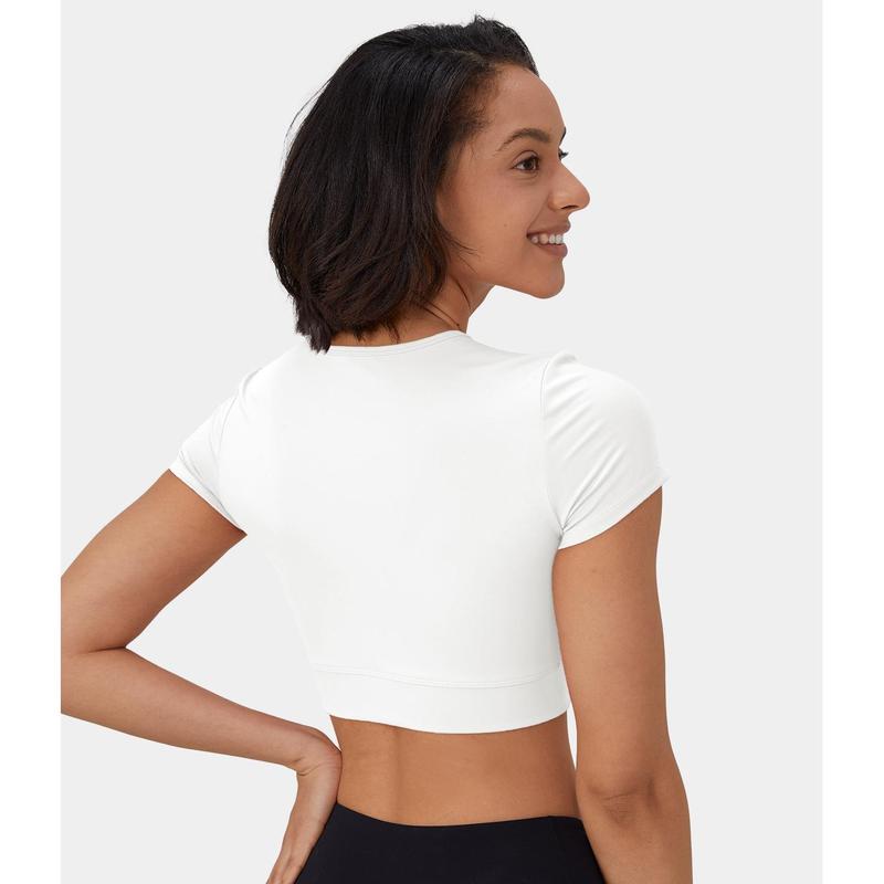 Halara Softlyzero️ Airy Crossover Hem Cropped Sports Top