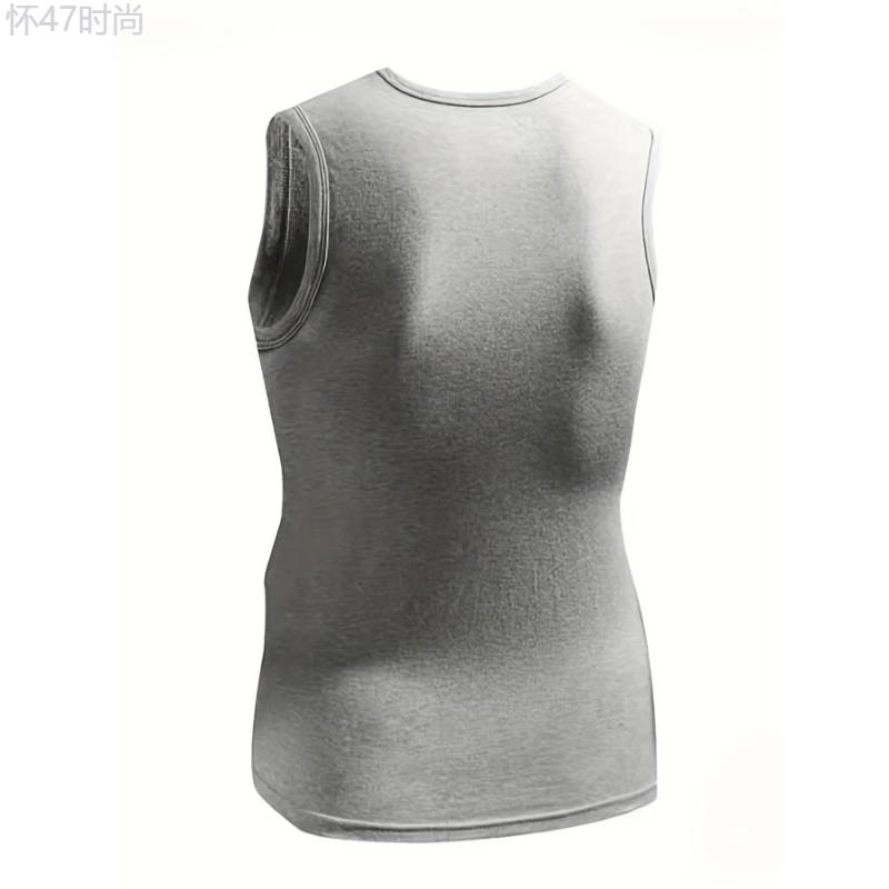 3pcs Breathable Men's Comfortable High Elasticity Vest, Quick Dry Compression Sleeveless Sports Tops & Undershirts