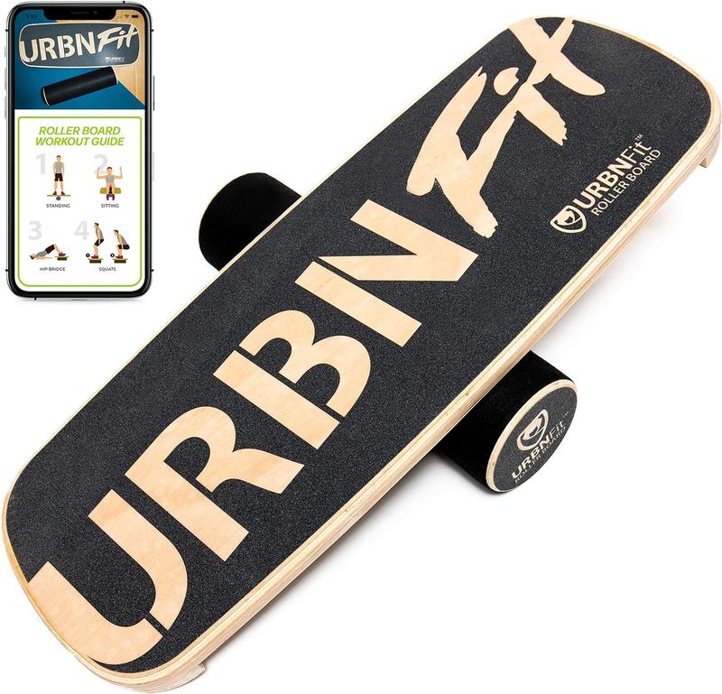 URBNFit Wooden Balance Board Trainer - Wobble Board for Skateboard, Hockey, Snowboard & Surf Training - Balancing Board w Workout Guide to Exercise and Build Core Stability