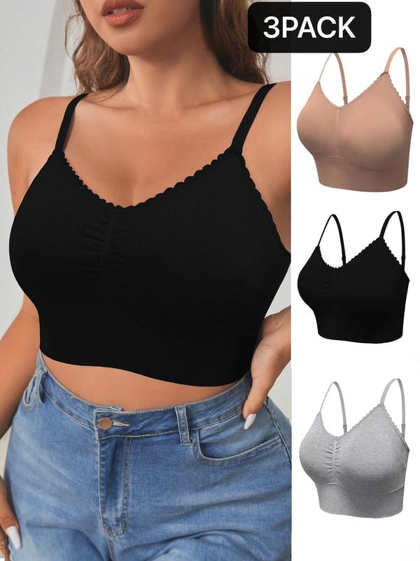 3Pcs Plus Size Seamless High Elasticity Sports Bra for Women - Comfortable Stretchy Crop Top for Fitness, Running, Yoga - Soft, Breathable, Sweat-Wicking, Quick-Drying, Four-Way Stretch