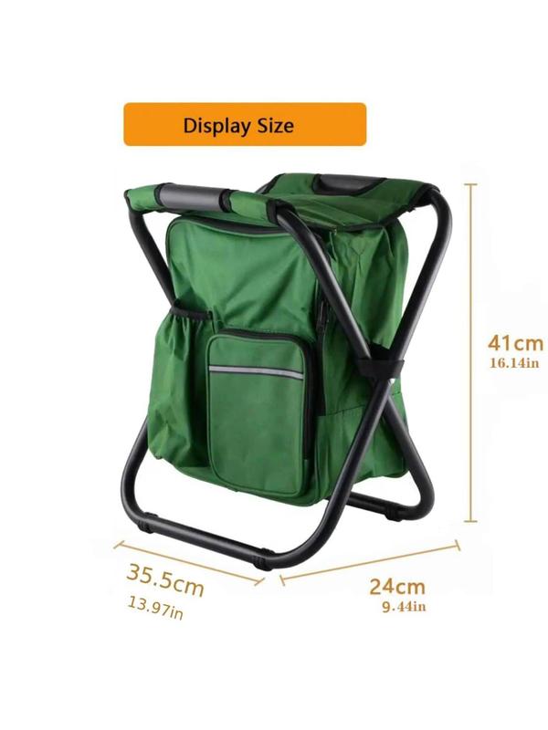 3 in 1 Cooler Backpack, Portable Foldable Fishing Chair with Fabric Cooler Bag, Multifunctional Backpack Chair for Outdoor Travel Activities Beach Fishing Camping