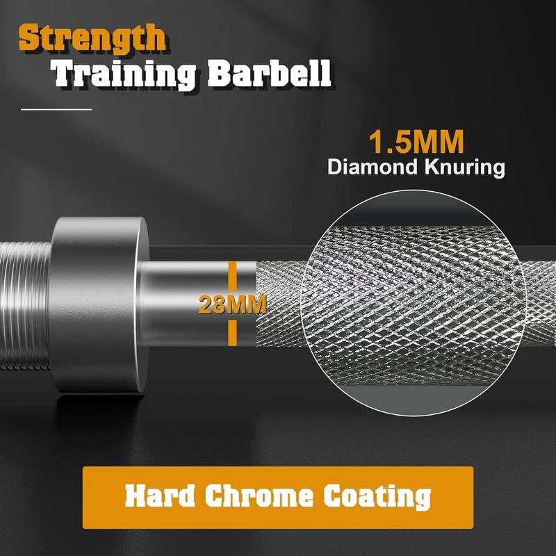 FEIERDUN Barbell 7FT 47LB for for Weightlifting, Alloy Steel, Center knurl, Suitable for 2 inch Weight Plates