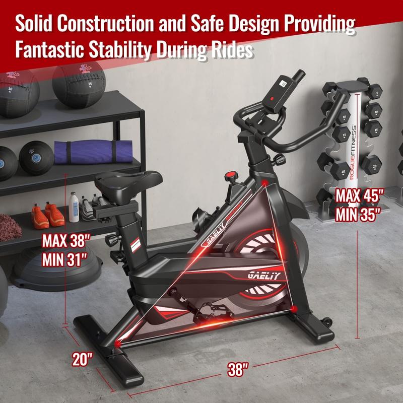 Exercise Bike-Stationary Bikes Indoor Cycling Bike, Workout Bike Belt Drive Black Indoor Exercise Bike with LCD Monitor & Comfortable Seat Cushion