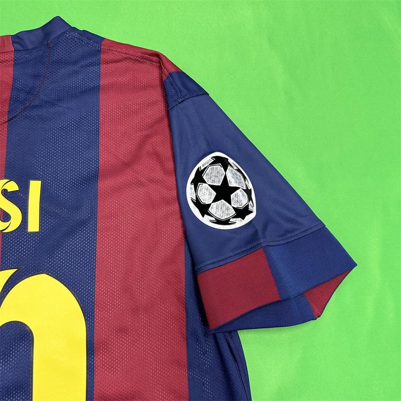 Nike 1415 Season Barcelona Home Champions League Final Short Sleeve Top Neymar Jr. No.11 Retro Soccer Jerseys Quick Drying