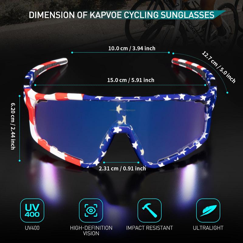 1 Pair Unisex Cycling Goggles, Photochromic Racing Glasses, Unisex Windproof Sports Sunglasses