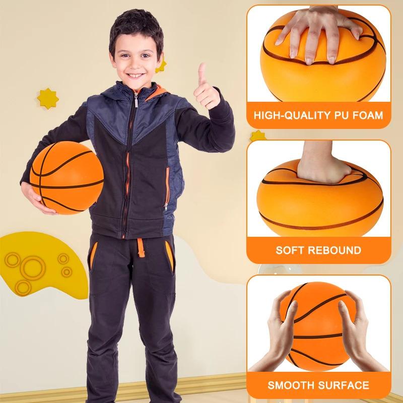 Silent Basketball Diameter 18 21 24 CM Indoor Mute Bouncing Basketball High Density Soft PU Foam Squeezable Ball Quiet No Noise