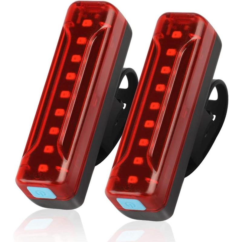 USB Rechargeable Bike Tail Light 2 count,1200mAh Runtime 50 Hours,Ultra Bright LED Bike Rear Light,5 Light Mode Options,IPX5 Waterproof(2 USB Cables Included)