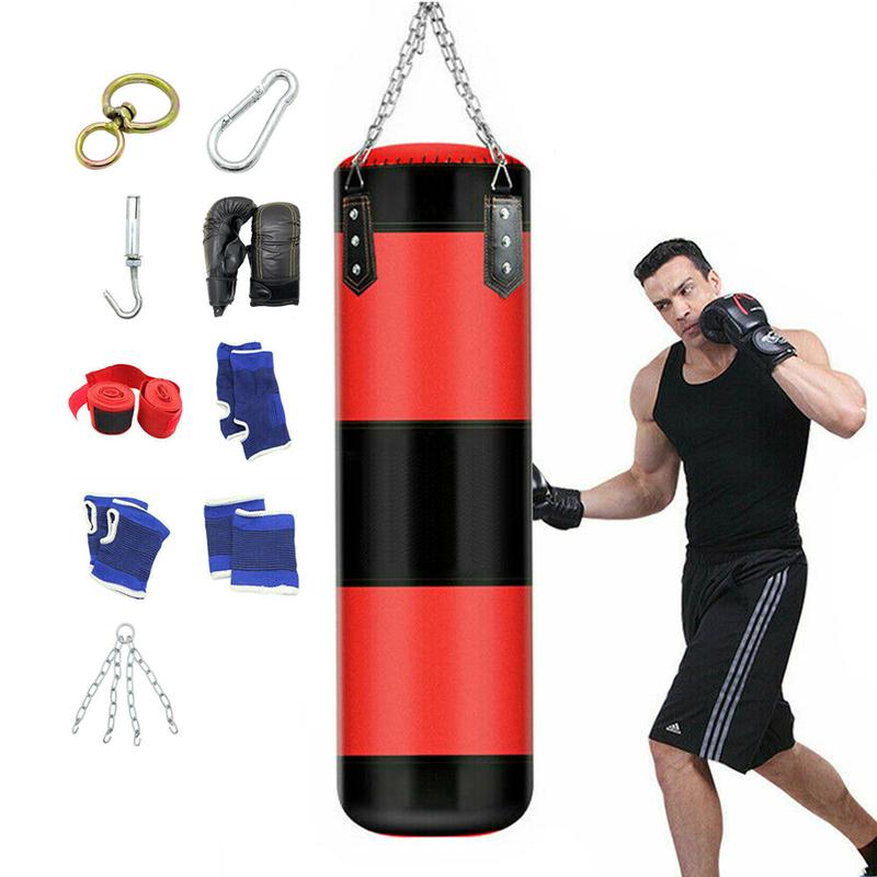 39Inches Punching Bag for Adults,Punching Bag for Kids,Punching Bag, Unfilled,Boxing Bag Set,with Boxing Gloves, Hand Wraps,Suitable for MMA Muay Thai Karate Taekwondo Training - Unfilled