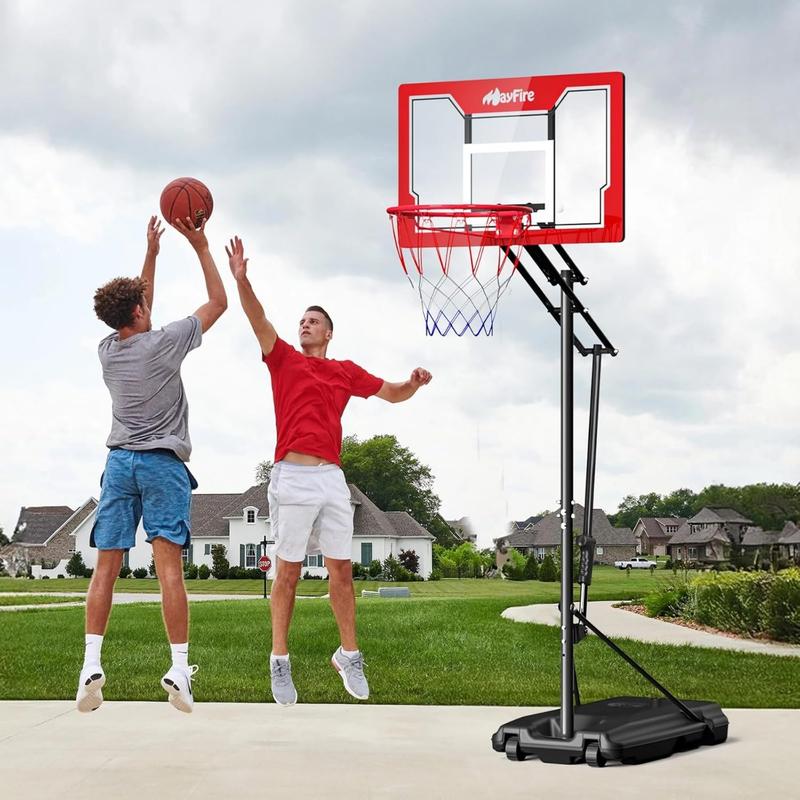 Basketball Hoop,4.9-8.5 Ft Adjustable,Pool Basketball Hoop Outdoor,33 Inch Shatterproof Backboard,Portable Basketball Hoops Goals for Kids Teenagers Youth in Backyard Driveway Indoor