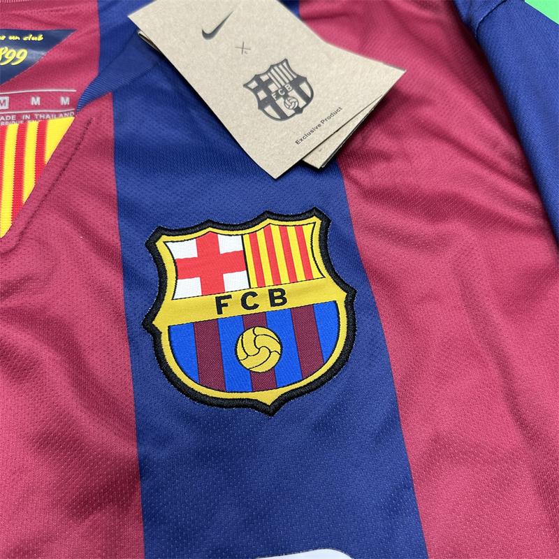 Nike 1415 Season Barcelona Home Champions League Final Short Sleeve Top Neymar Jr. No.11 Retro Soccer Jerseys Quick Drying