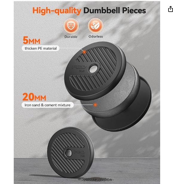 FEIERDUN Adjustable Dumbbells, 20 30 40 50 60 70 90lbs Free Weight Set with Connector, 4 in1 Dumbbells Set Used as Barbell, Kettlebells, Push up Stand, Fitness Exercises for Home Gym Suitable Men Women