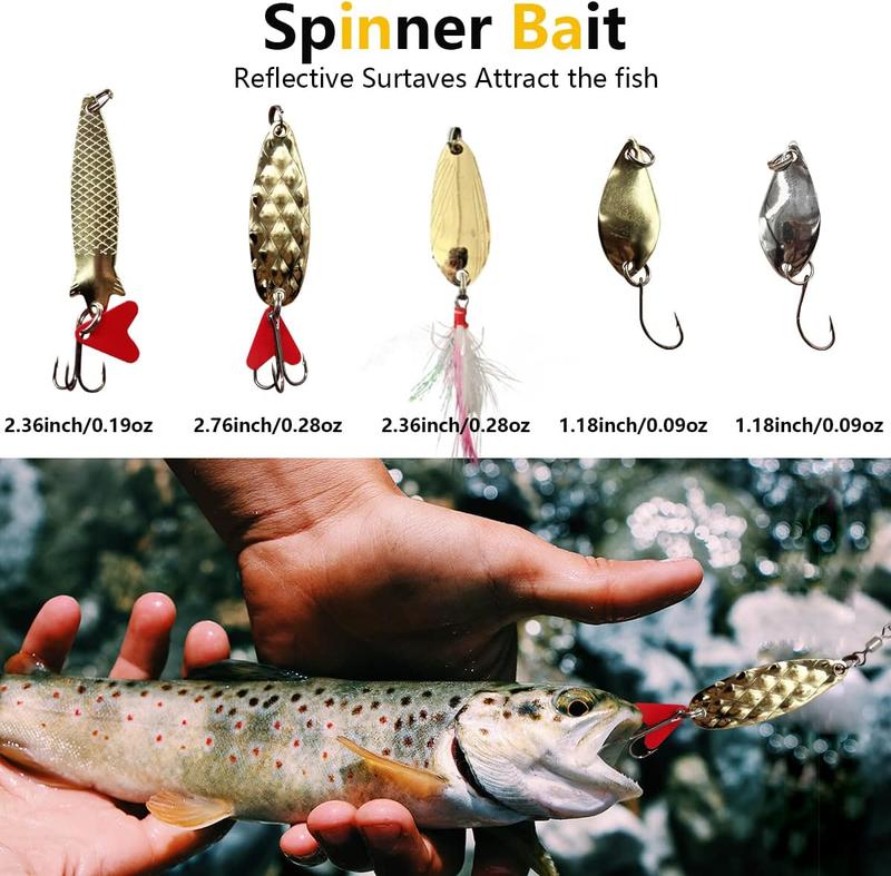 Fishing Lures Kit Set, Baits Tackle Including Crankbaits, Topwater Lures, Spinnerbaits, Worms, Jigs, Hooks, Tackle Box and More Fishing Gear Lures