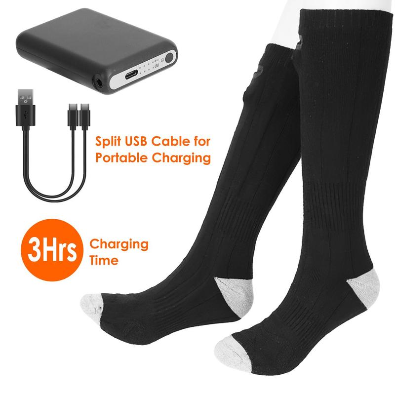 Electric Heated Socks for Men Women Battery Powered Heated Socks Rechargeable Feet Warmer with 4 Temperature Levels Indoor Outdoor Machine Washable