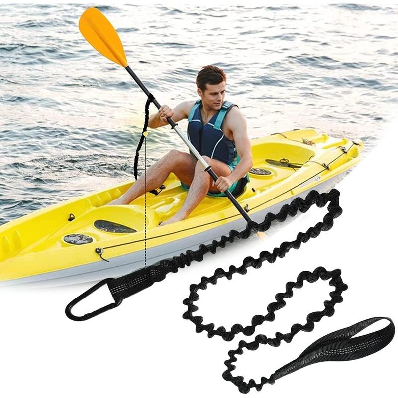 Paddle Leash Kayak Paddle Holder Tool Lanyard - 2 count Stretchable Paddle Strap with Carabiner Secure Leash Lanyard Rope for SUP Kayak Canoe Paddle Fishing Pole Rod