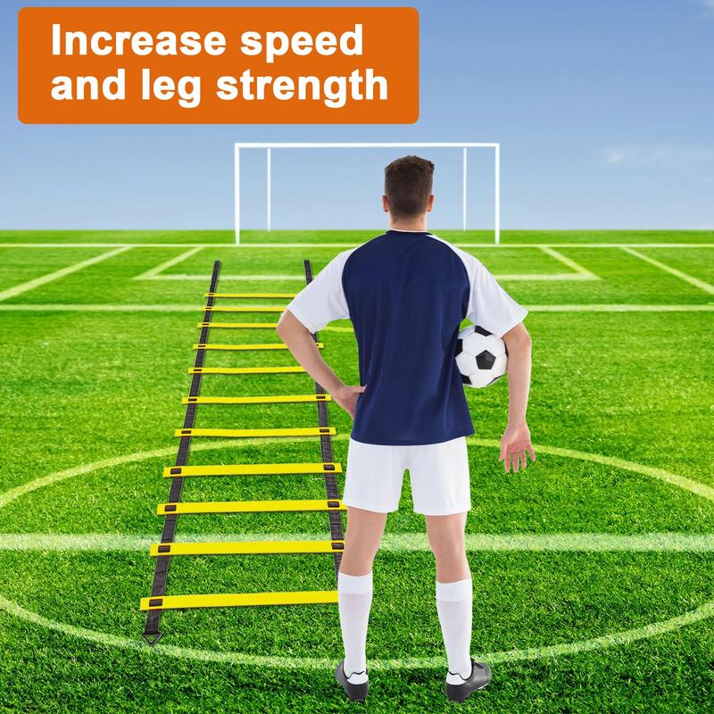 Agility Training Pole Set Soccer Training Equipment Includes 6 Spring Soccer Plug-in Type Dribbling Pole, Agility Ladder, 10 Soccer Cones for Speed Training, Soccer Training, Basketball Athletes