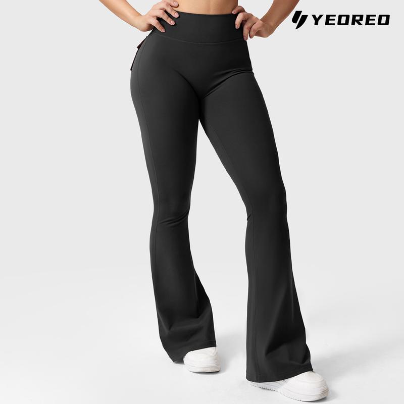 YEOREO Women's Flared Leggings with Pockets Women's Fitness Leggings Butt Lifting Fitness Yoga Leggings exercise pants activewear outdoor