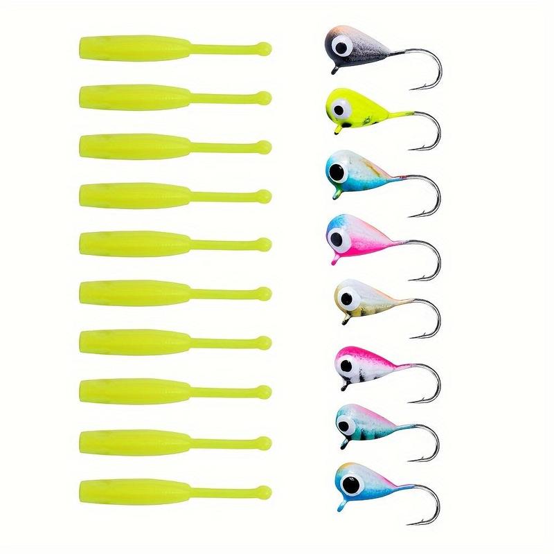 Ice Fishing Tungsten Jig Set, 1 Set Ice Fishing Lures for Panfish, Crappie, Bass, Bluegill, Outdoor Fishing Accessories