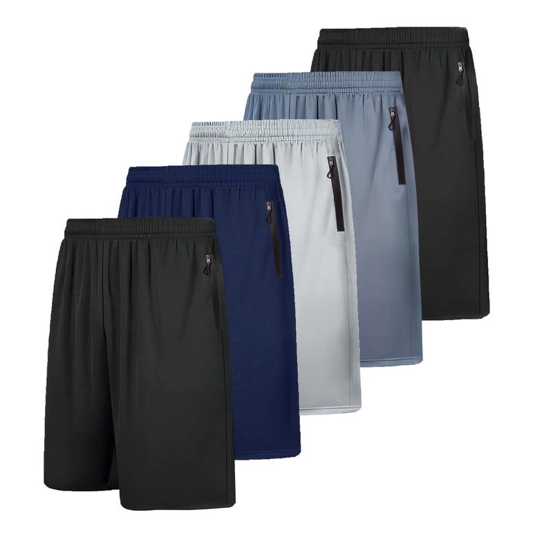 RPOVIG 5-Pack Men's Workout Shorts Sets 5 Pack with Zippered Pockets Basketball Gym Activewear Athletic Mesh Shorts