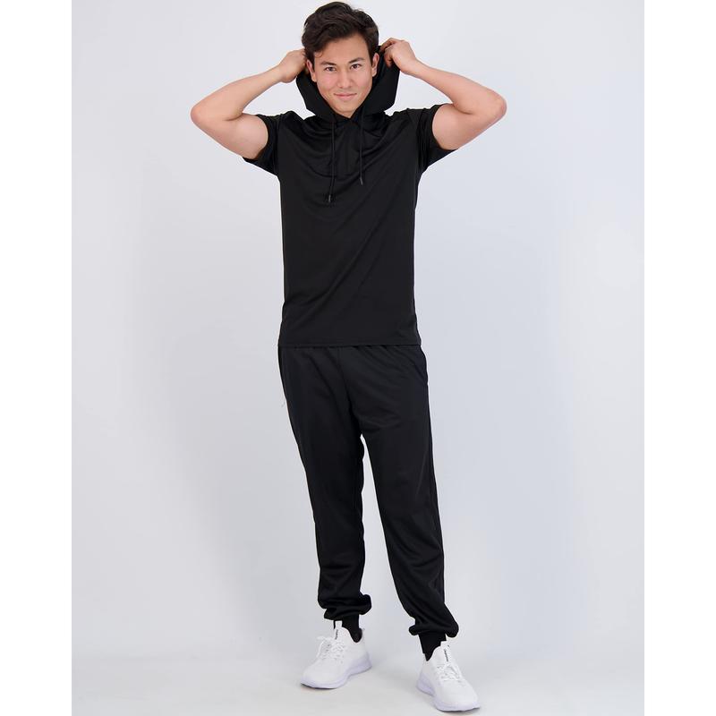 Real Essentials 3 Pack: Men's Dry Fit Short Sleeve Active Athletic Hoodie Pullover Sweatshirt (Available in Big & Tall)