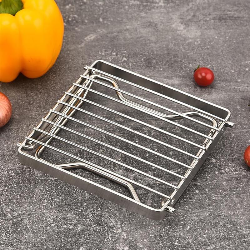 Folding Camping Grill for Gas Stove, Lightweight Stainless Steel Grate, Portable Kitchenware for Outdoor Camping Barbecue, Cooking Supplies, Solocamping, Bikepacking, Glamping