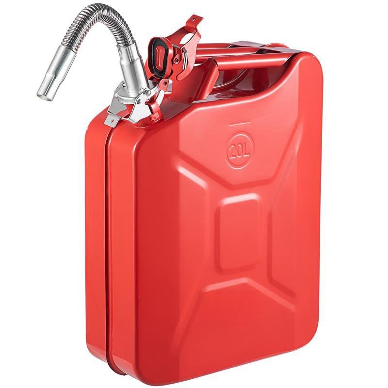 Fuel Can, 5.3 Gallon   20 L Portable Jerry Gas Can with Flexible Spout System, Rustproof ＆ Heat-resistant Steel Fuel Tank for Cars Trucks Equipment, Red， Authentic NATO Jerry Can and Spout System