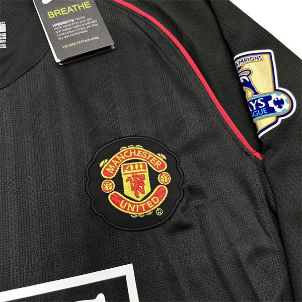 NIKE 0708 Manchester United Vintage Long Sleeve Soccer Jersey Away 7 Ronaldo Champions League Edition