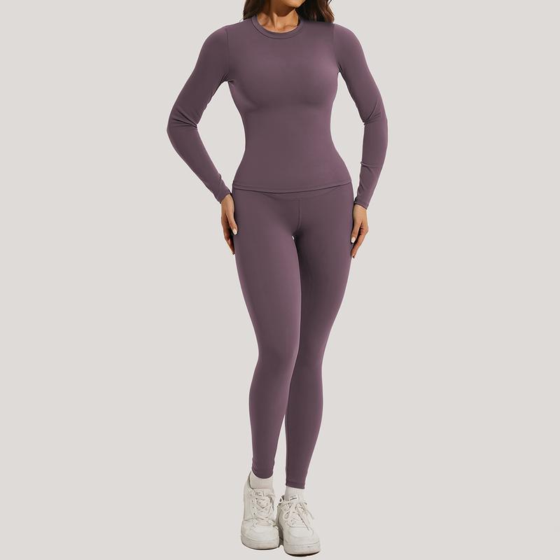 Women's Breathable Nylon Short Sleeve Crop Top and Skinny Leggings Tracksuit Set for Yoga Gymwear Workout in All Seasons