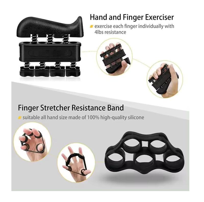 Hand Grip Strengthener Exercise Kit with 5 Counts, Hand Exerciser for Men Women, Power Hand Grip Trainer, Finger Stretcher, Grip Ring, Stress Relief Ball