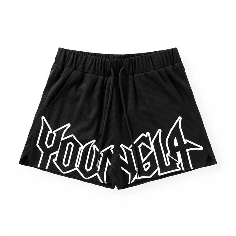 Youngla Men's Quick Dry Basketball Training Shorts with Adjustable Strap Embellishment