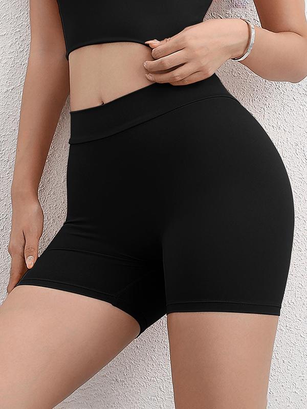 Women's Solid Ruched Sports Shorts, Quick Drying Breathable Comfortable Skinny Shorts, Ladies Sportswear for Indoor Outdoor Wear