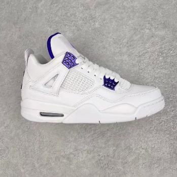 Hot selling Jordan 4 pure whitepurple buckle fashionable trend antislip wear-resistant cushioning casualsports shoes Winter Hot Sale sneakers  addict