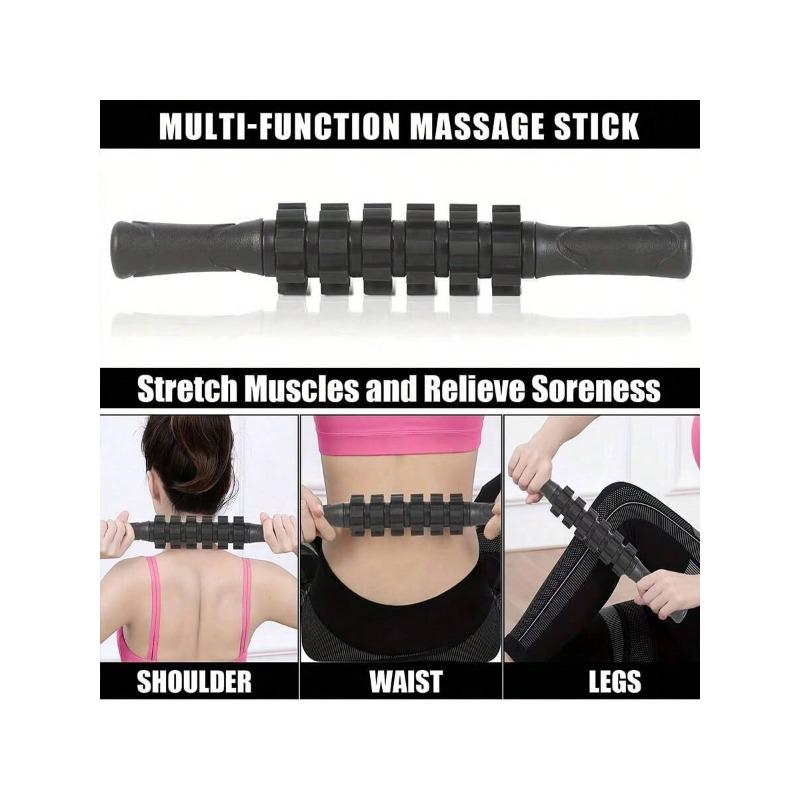 6-Piece Muscle Training Set – Includes Yoga Stick, Massage And Therapy Balls, Stretching Bands, Foam Roller With Carrying Case – The Ultimate Pilates, Yoga, And Post-Workout Recovery Tool