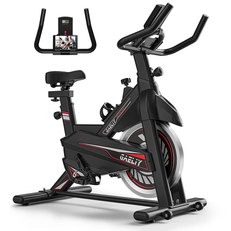 Exercise Bike-Stationary Bikes Indoor Cycling Bike, Workout Bike Belt Drive Black Indoor Exercise Bike with LCD Monitor & Comfortable Seat Cushion