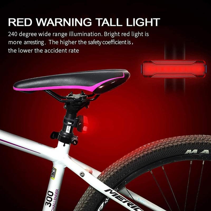 USB Rechargeable Bike Tail Light 2 count,1200mAh Runtime 50 Hours,Ultra Bright LED Bike Rear Light,5 Light Mode Options,IPX5 Waterproof(2 USB Cables Included)