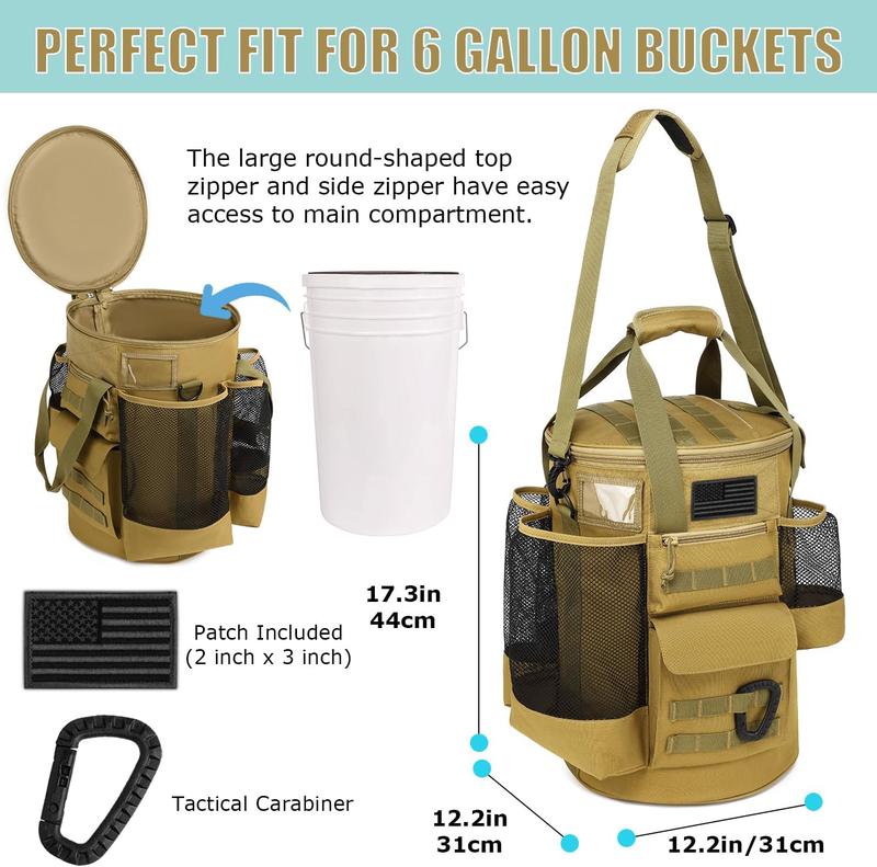 Baseball Bucket Bag Baseball Coaching Accessories Organizer  Style Softball Bucket Bag with Anti-Slip Bottom, Multiple Pockets for Bat, Gloves, Scoreboards