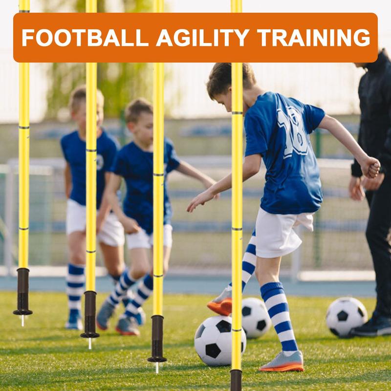 Agility Training Pole Set Soccer Training Equipment Includes 6 Spring Soccer Plug-in Type Dribbling Pole, Agility Ladder, 10 Soccer Cones for Speed Training, Soccer Training, Basketball Athletes