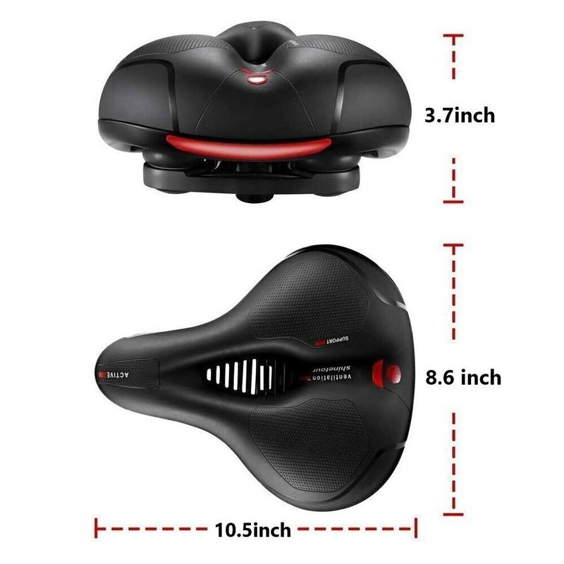 Mountain Bike Bicycle Seat Saddle Replacement, Wide Big Bum Gel Sporty School City Bike Pad Saddle Air Cushion Breathable Spring Design Protection