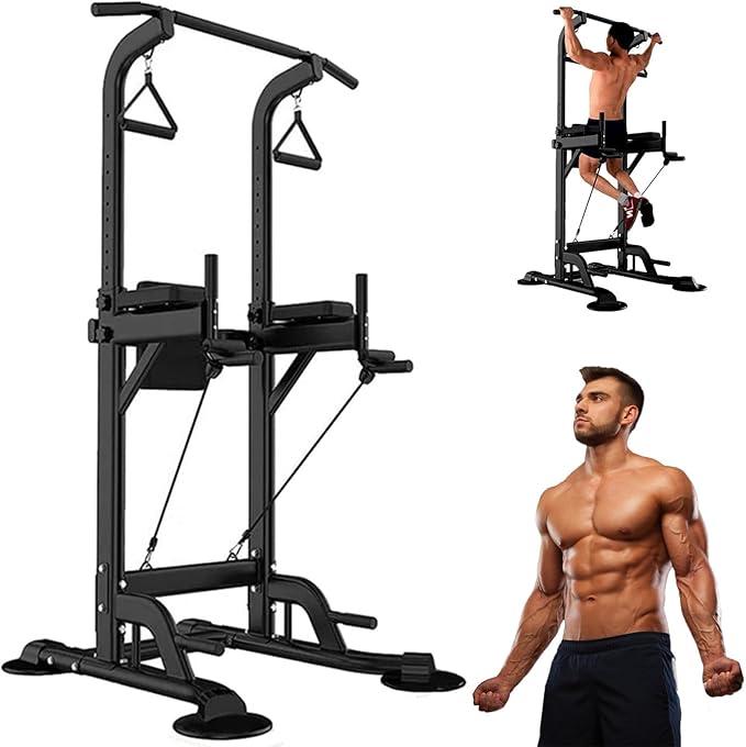 Pull Up Bar for Home Gym, Multi Functional Pull Up Bar Stand Dip Bar Station, Adjustable Height Workout Dip Station Strength Training Fitness Equipment