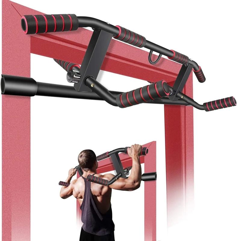 AmazeFan Pull Up Bar Doorway with Ergonomic Grip - Fitness Chin-Up Frame for Home Gym Exercise - Multi-Angle Grip - 2024 Upgrade Smart Hook (Fits Almost All Doors)