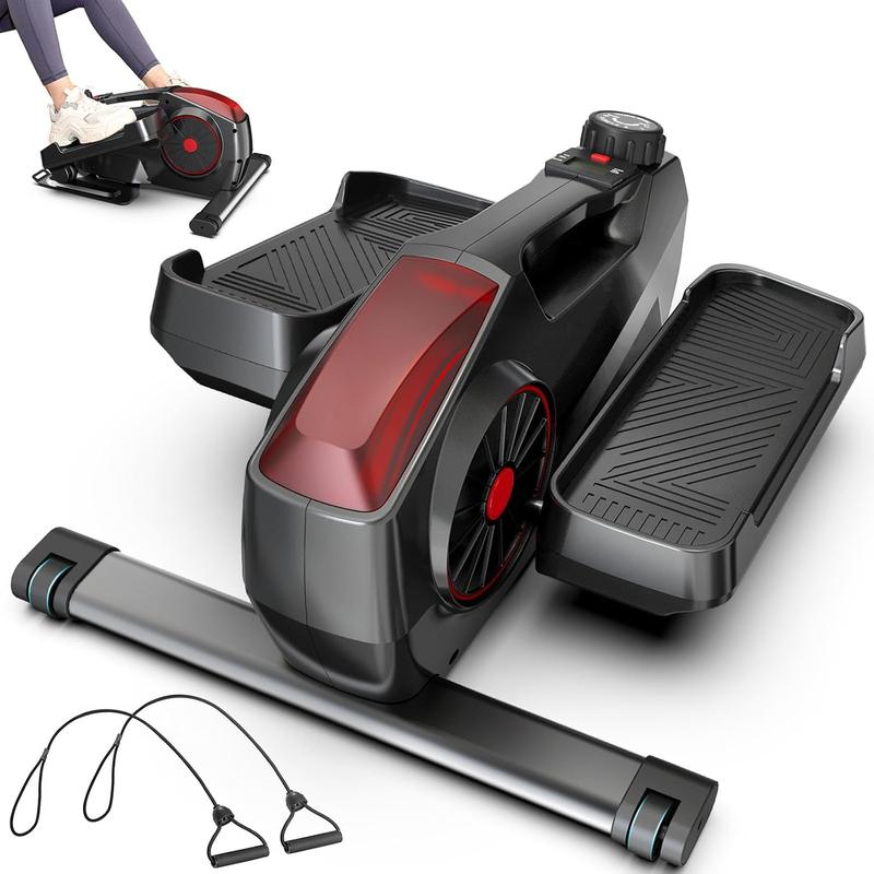 Under Desk Elliptical Machine, Magnetic Resistance Ellipse Leg Exerciser Equipment for Seniors with Mobile Wheel, Seated Pedal Exerciser with 8 Resistance Levels for Home Office