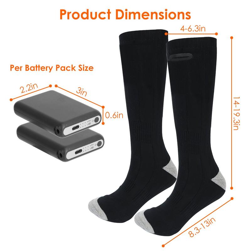 Electric Heated Socks for Men Women Battery Powered Heated Socks Rechargeable Feet Warmer with 4 Temperature Levels Indoor Outdoor Machine Washable