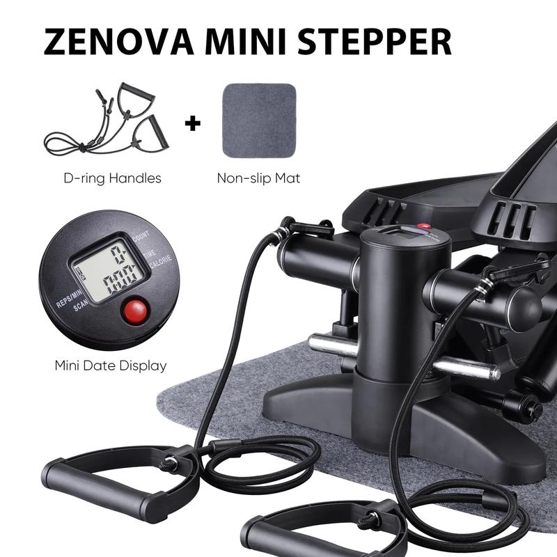 Compact Mini Stair Stepper with Resistance Bands - Supports 300 lbs, Boosts Cardio Fitness & Strength