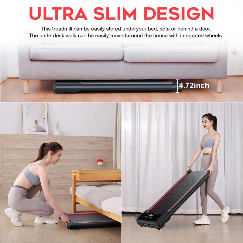 Walking Pad, Under Desk Treadmill with 6% Incline Walking Jogging Machine for Home and Office, 2 in 1 Desk Walking Treadmill with Incline