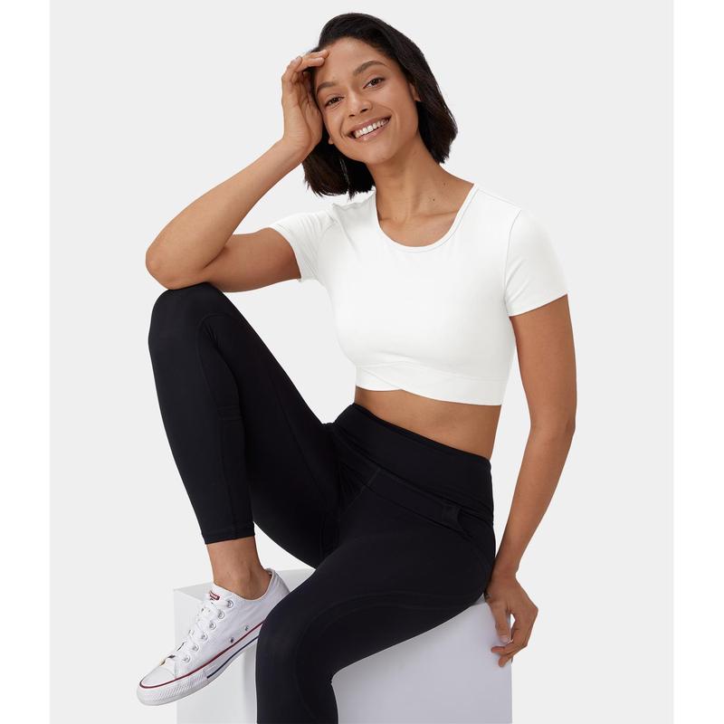 Halara Softlyzero️ Airy Crossover Hem Cropped Sports Top