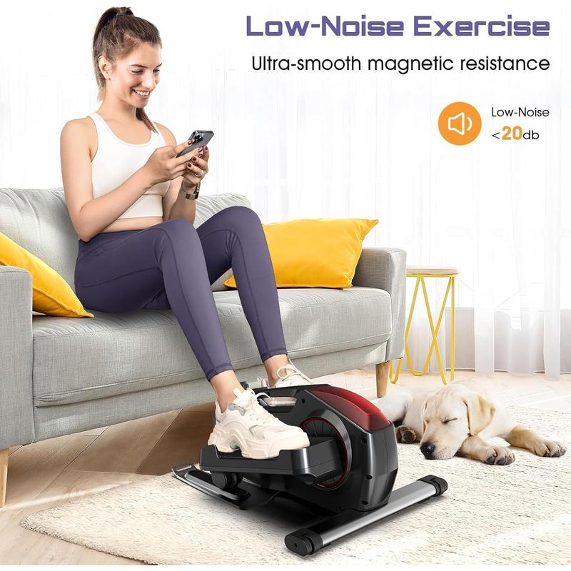 Under Desk Elliptical Machine, Magnetic Resistance Ellipse Leg Exerciser Equipment for Seniors with Mobile Wheel, Seated Pedal Exerciser with 8 Resistance Levels for Home Office