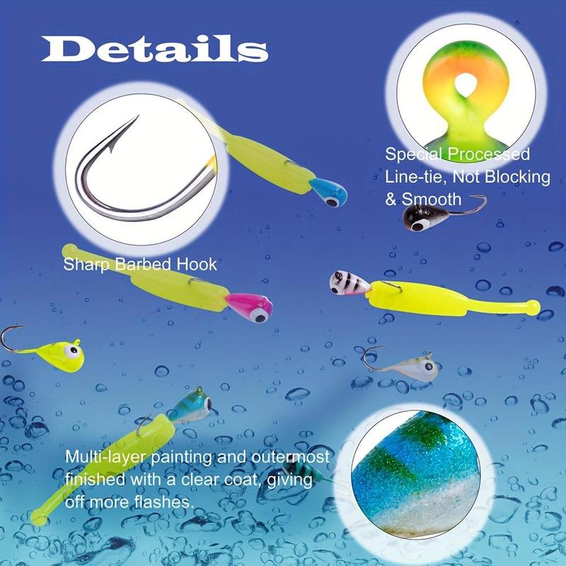 Ice Fishing Tungsten Jig Set, 1 Set Ice Fishing Lures for Panfish, Crappie, Bass, Bluegill, Outdoor Fishing Accessories