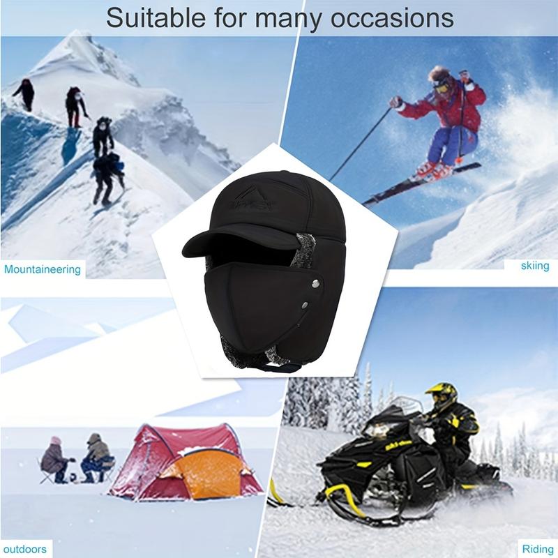 Essential warm hat for winter, thickened faux fur outdoor sports hat with detachable face mask, skiing, skating, mountaineering and cycling outdoor sports accessories, Christmas gift, sports outdoor hat