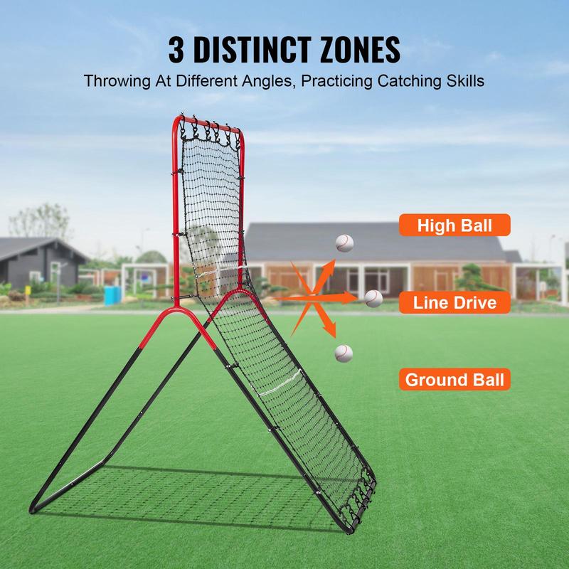 VEVOR Baseball And Softball Rebounder Net, 3 x 4.5 ft PitchBack Baseball Pitching Nest, 3-Way Baseball, Softball Pitchback Net, Fielding Trainer, Bounce Back Net for Fielding Throwing Practice