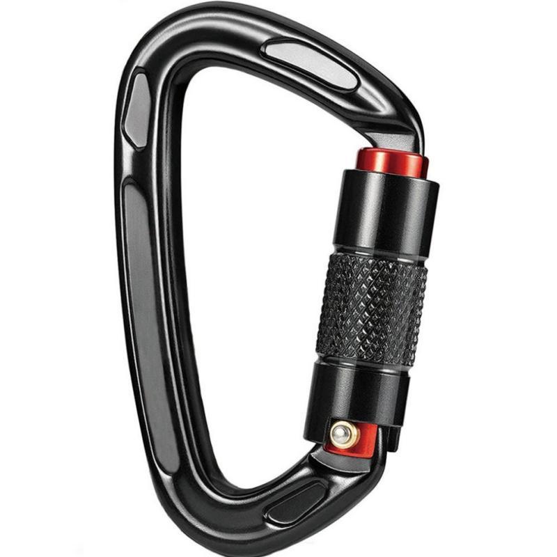 25KN Auto Lock Carabiner, 1 Count D-shaped Climbing Equipment, Durable D-shaped Carabiner for Rock Climbing, Rope Descent, Outdoor Climbing Equipment