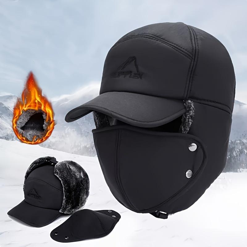 Winter Thermal Hat with Ear Flaps & Detachable Face Mask - Windproof, Perfect for Skiing, Skating & Mountain Biking